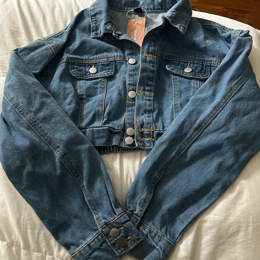 Blue Cropped Denim Jacket